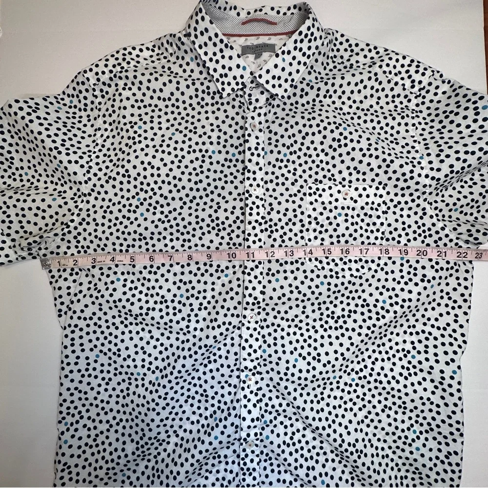 Ted‎ Baker Black and White Polka Dot Men's Shirt Short Sleeve Button Down 3XL